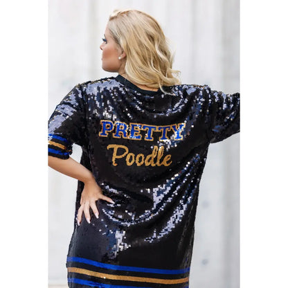 Custom Sigma Gamma Rho Sequin Jersey sleeve view with chapter and crossing year details