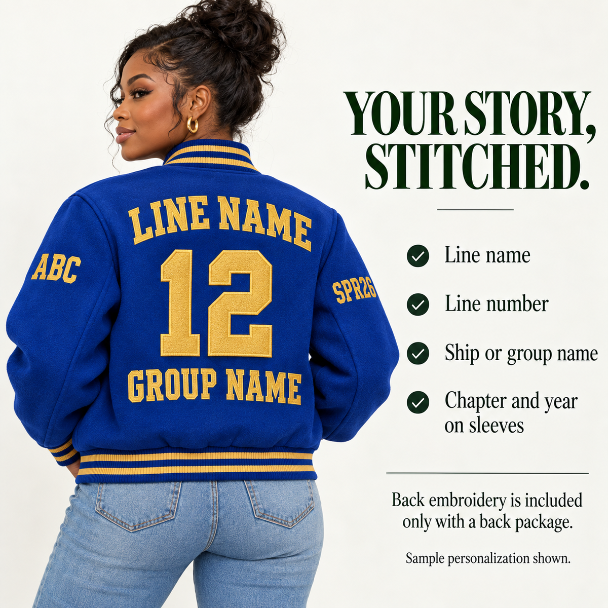 Wool varsity jacket back personalization guide