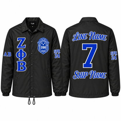 Zeta Phi Beta black custom line jacket front and back