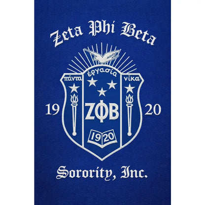 Gold / Blue Zeta Phi Beta Cropped Line Jacket with personalized front, back, and sleeve embroidery