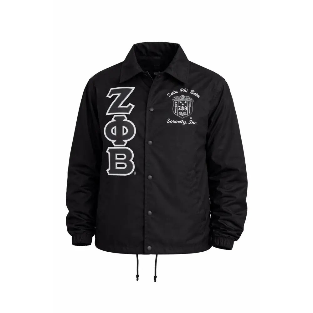 Red Zeta Phi Beta Custom Line Jacket with personalized front, back, and sleeve embroidery