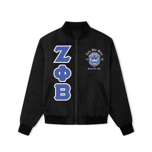 Red Zeta Phi Beta Satin Line Jacket with personalized front, back, and sleeve embroidery